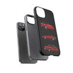 C4 Corvette Art Phone Case Red, Three-View Vector Cover, Gift