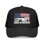 C10 Square Body Truck Made In America Foam Trucker Hat Vintage Pickup USA Flag Snapback Cap