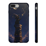 Starry Wizard Cat on Books phone case