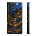Moonlit Garden Cat Phone Case, Firefly Painterly Art Cover