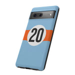 Copy of Blue Orange Number 20 Retro Racing Stripe Tough Phone Case Cover