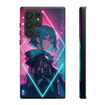Anime Girl Phone Case Teal, Neon Kanji Calm Gradient Tough Cover