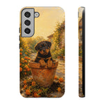 Rottweiler Puppy in Flower Pot Tough Case | Floral Dog Phone Cover