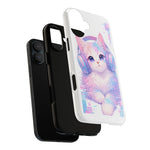 Pastel Cat Phone Case, Headphones Glitch Color Block Cover