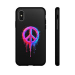 Glitch Peace Sign Phone Case, RGB Melt Digital Art Tough Cover, Gift