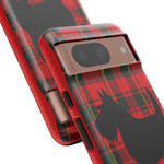 Scottish Terrier Silhouette Plaid Art Tough Phone Case