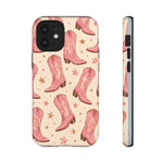 Pink Cowboy Boots phone case | Western pattern | Pastel stars