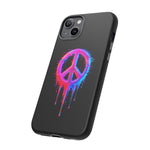 Glitch Peace Sign Phone Case, RGB Melt Digital Art Tough Cover, Gift