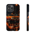 Orange Cuda Phone Case, Rainy City Night Muscle Car Tough Cover