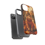 Autumn Cat Phone Case, Fallen Leaves Painterly Cover