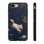 Turkish Van Swimming Cat Tough Case | Whimsical Night Pond, Lily Pads, Ducks