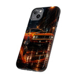 Orange Cuda Phone Case, Rainy City Night Muscle Car Tough Cover