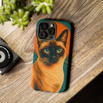 Siamese Cat Retro Halftone Portrait Case - Orange Teal Print