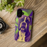 Boxer Halftone Portrait Tough Phone Case - Green and Violet