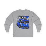 Blue 2019 ZR1 Sports Car illustration Long Sleeve Tee | Racing Graphic