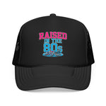 Raised In The 80s Hat Varsity Cap – 80s Childhood Nostalgia Gift Foam Trucker Snapback