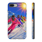 Retro Skiers Phone Case | Neon 80s Skiing Tough Cover