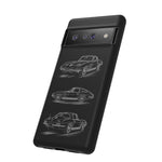 C2 Sting Ray Line Art Phone Case, Glowing Silver Three-View