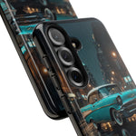 Vintage Teal 1957 Bel Air Classic Car Tough Case | Retro Rainy City Phone Cover