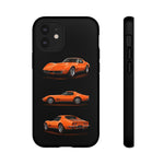 C3 Corvette Art Phone Case Orange, Three-View Vector Cover, Gift