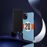 Copy of Blue Orange Number 20 Retro Racing Stripe Tough Phone Case Cover