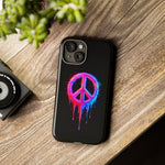 Glitch Peace Sign Phone Case, RGB Melt Digital Art Tough Cover, Gift