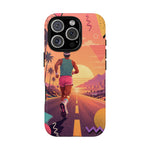 Retro Runner Sunset phone case | 80s Vaporwave jogging design