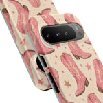 Pink Cowboy Boots phone case | Western pattern | Pastel stars