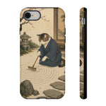 Zen Garden Cat Phone Case, Sand Spiral Japanese Art Cover