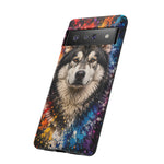 Alaskan Malamute Portrait Tough Phone Case - Vivid Paint Splatter