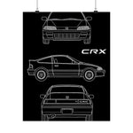 CRX Blueprint Poster JDM Classic Import Tuner Wall Art Garage Decor Gift