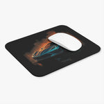 Corvette C8 Mouse Pad – Blue Supercar with Fire Background Desk Mat