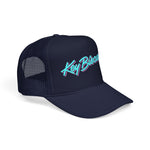 Key Biscayne Miami Trucker Hat Retro Script Snapback Neon Pastel South Florida Beach Cap