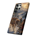 Saint Bernard Winter Rescue phone case | snowy mountain dog scene