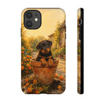 Rottweiler Puppy in Flower Pot Tough Case | Floral Dog Phone Cover