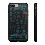 Teal S13 Silvia Phone Case, JDM Drift Infographic Spec Cover