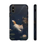 Turkish Van Swimming Cat Tough Case | Whimsical Night Pond, Lily Pads, Ducks