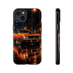 Orange Cuda Phone Case, Rainy City Night Muscle Car Tough Cover
