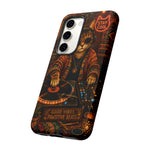 DJ Cat Phone Case, Glowing Turntables Folk Art Cover