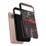 Red FD RX-7 Blossom Alley Tough Phone Case - Rain-Slicked Night