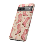 Pink Cowboy Boots phone case | Western pattern | Pastel stars