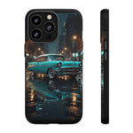 Vintage Teal 1957 Bel Air Classic Car Tough Case | Retro Rainy City Phone Cover