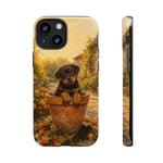 Rottweiler Puppy in Flower Pot Tough Case | Floral Dog Phone Cover