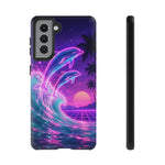 Neon Dolphin Ocean Vaporwave Art Tough Phone Case