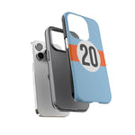 Copy of Blue Orange Number 20 Retro Racing Stripe Tough Phone Case Cover