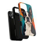 Boston Terrier Pop-Art Portrait Tough Phone Case - Teal Orange