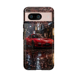 Red FD RX-7 Blossom Alley Tough Phone Case - Rain-Slicked Night