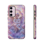 Cherub Cloud Throne Phone Case, Pastel Marble 3D Render Cover