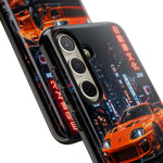 Orange Supra Phone Case, Neon City Night JDM Sports Car Tough Cover