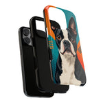 Boston Terrier Pop-Art Portrait Tough Phone Case - Teal Orange